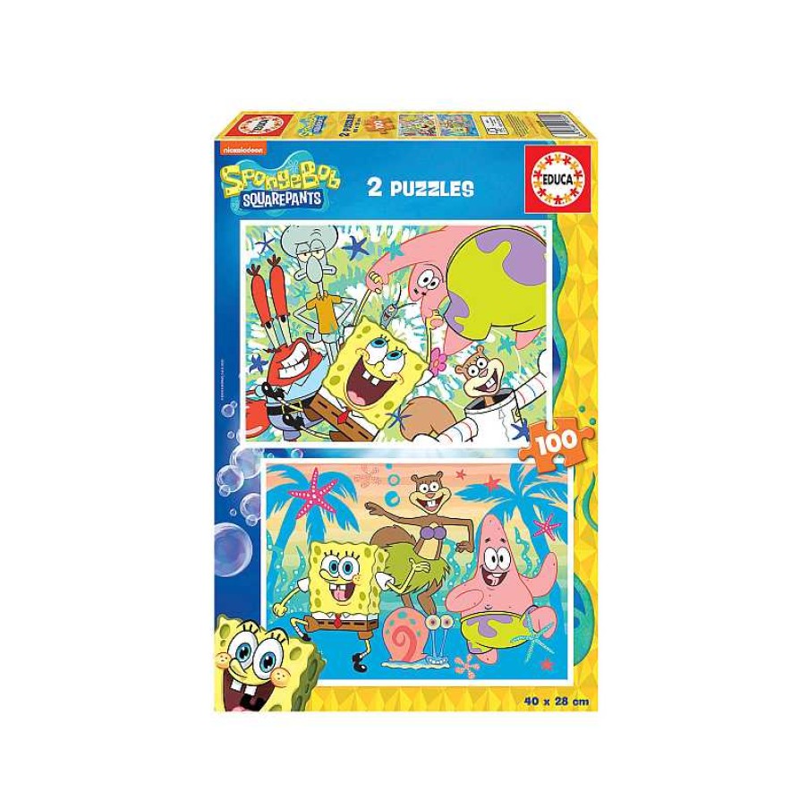 EDUCA Puzzle 2X100 Piezas Bob Esponja | Juguetes