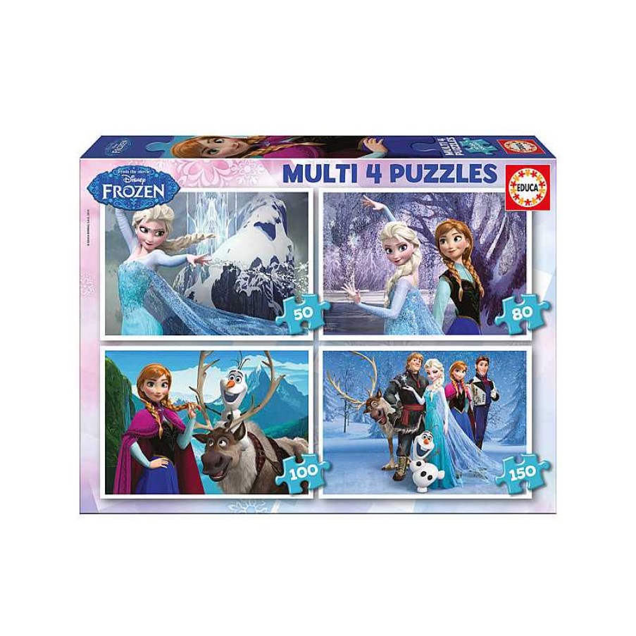 EDUCA Multi 4 Puzzles Frozen 50X80X100X150 Pzas | Juguetes