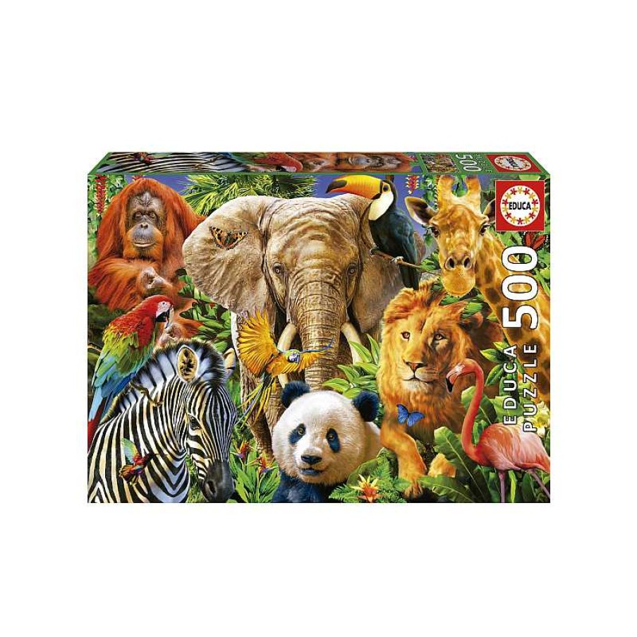 EDUCA Puzzle 500 Piezas Collage De Animales Salvajes | Juguetes