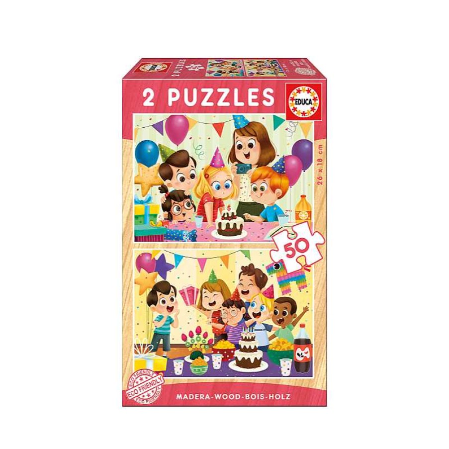 EDUCA Puzzle Madera 2X50 Piezas Fiesta De Cumplea Os | Juguetes