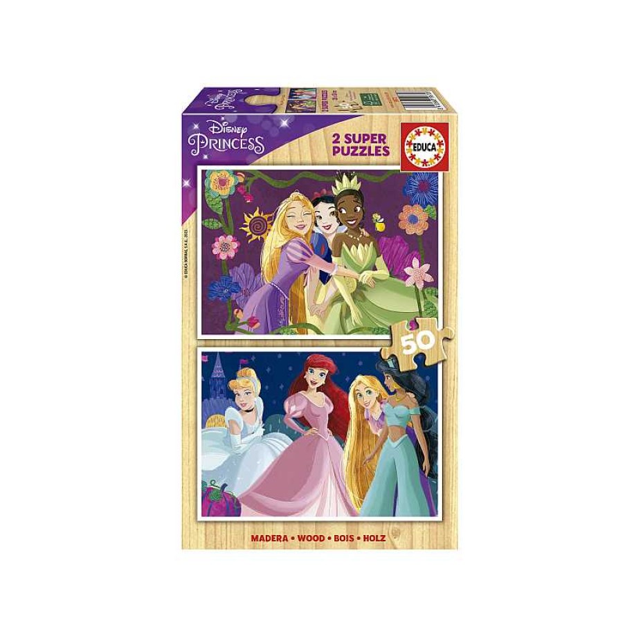 EDUCA Puzzle Madera 2X50 Piezas Disney Princess | Juguetes