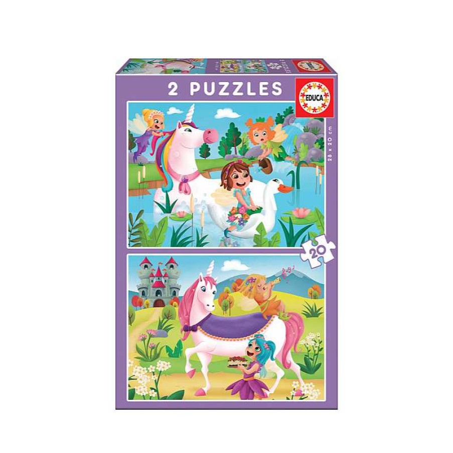 EDUCA Puzzle 2X20 Piezas Unicornios Y Hadas | Juguetes