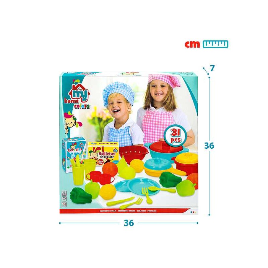 COLOR BABY My Home Set Accesorios Cocina Con Comida 31 Piezas | Juguetes