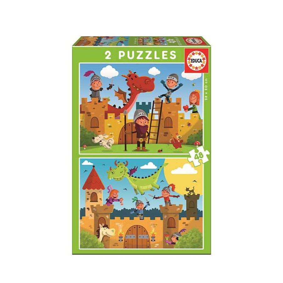 EDUCA Puzzle 2X48 Piezas Dragones Y Caballeros | Juguetes