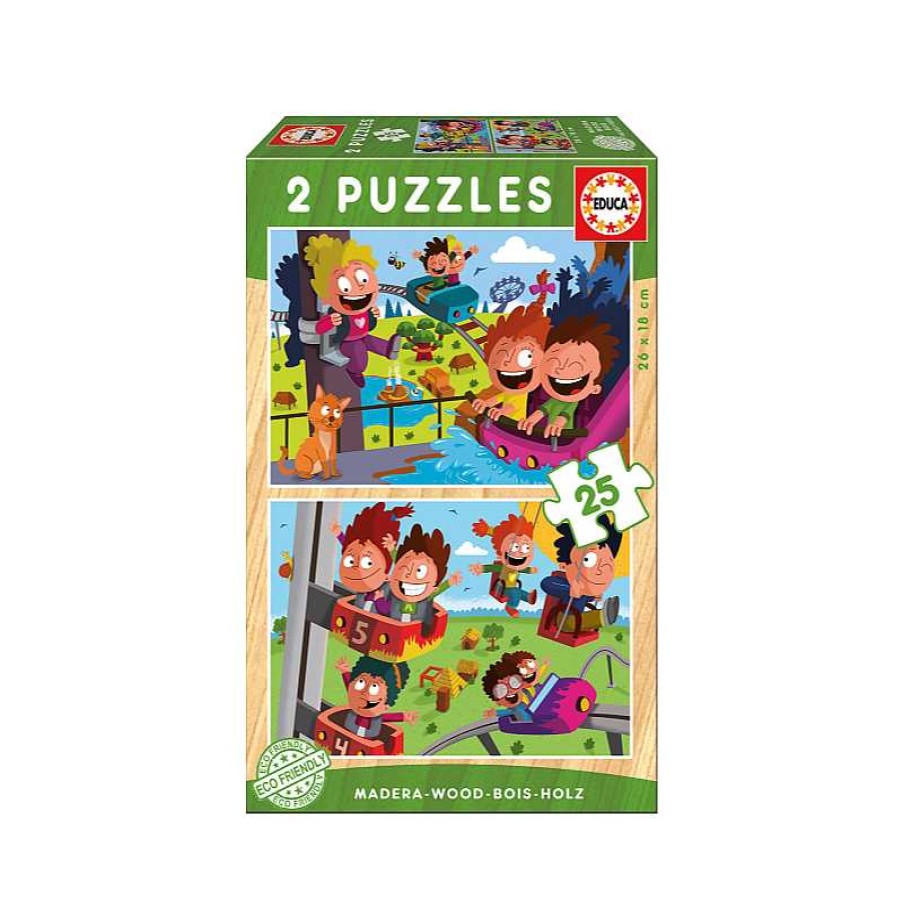 EDUCA Puzzle Madera 2X25 Piezas Parque De Atracciones | Juguetes