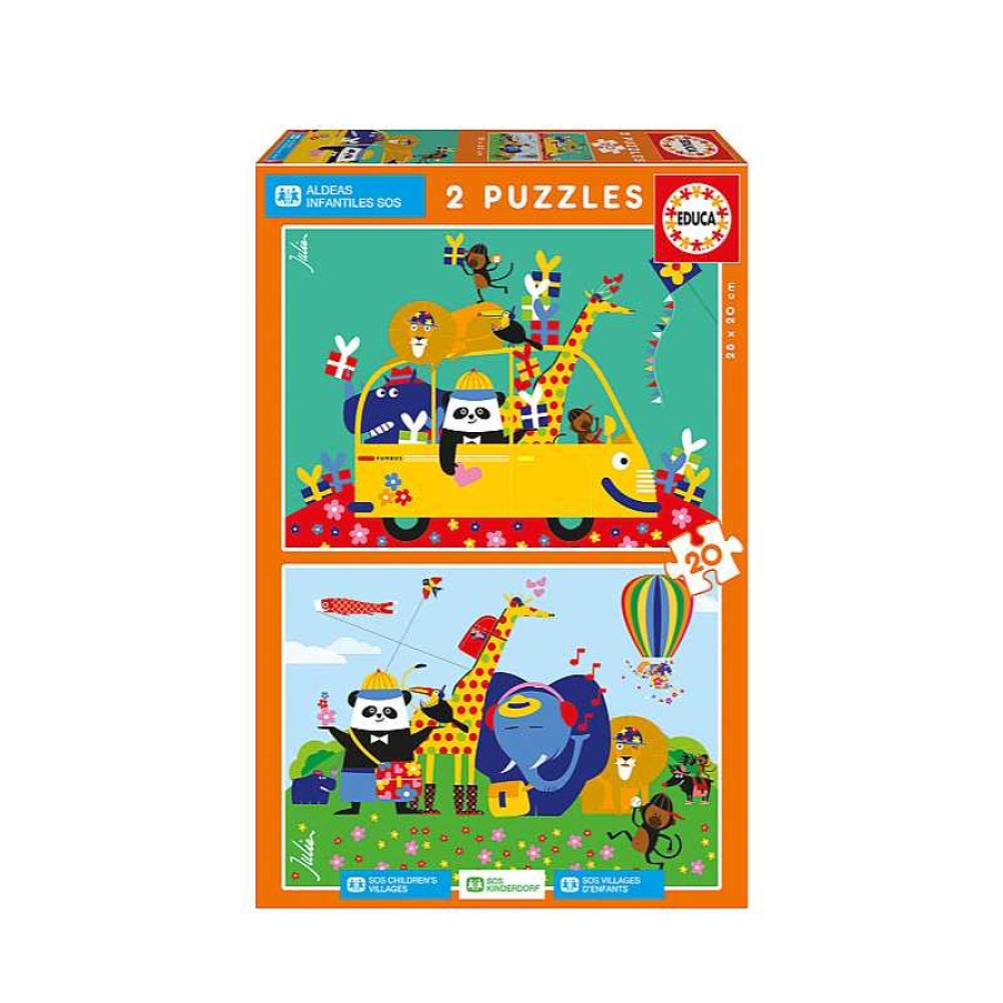 EDUCA Puzzle 2X20 Piezas Animales Julien Chung | Juguetes