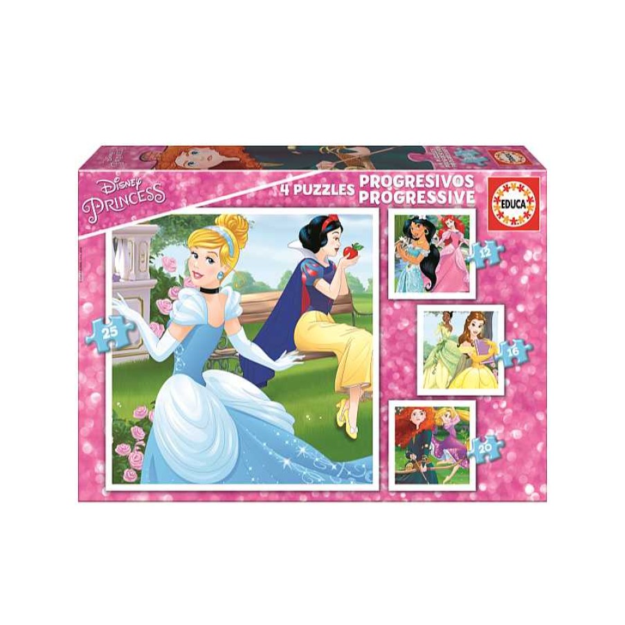 EDUCA Puzzle Progresivo 12+16+20+25 Pzas Princesas | Juguetes