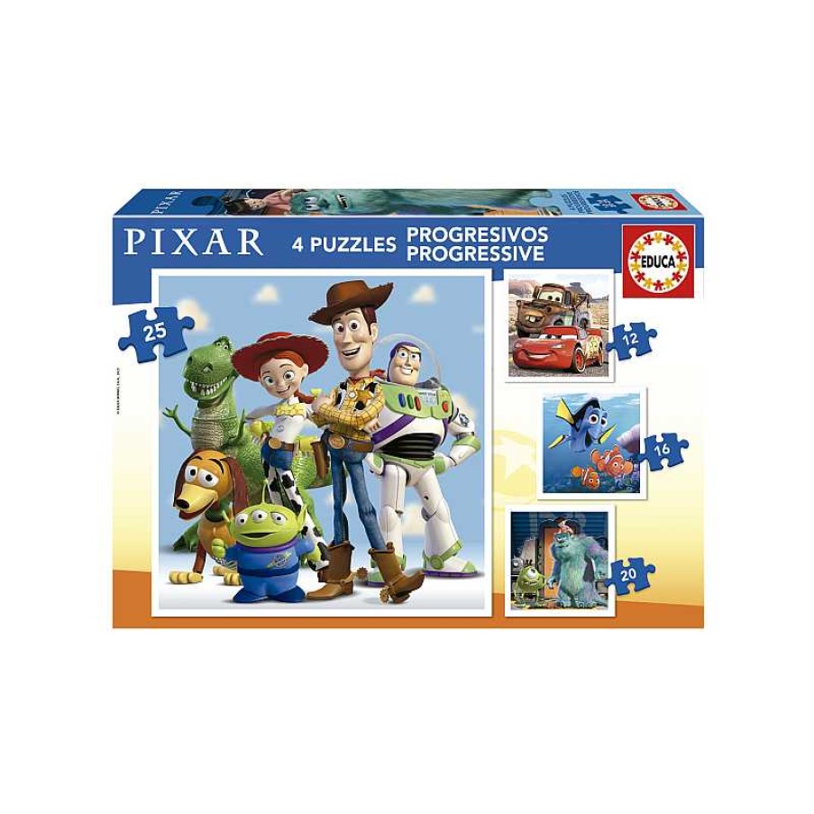 EDUCA Puzzle Progresivos Disney Pixar 12-16-20-25 Piezas | Juguetes