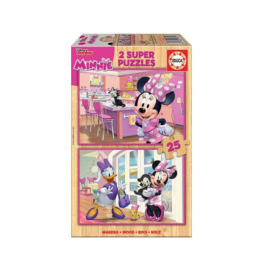 EDUCA Puzzle Madera 2X25 Piezas Minnie Happy Helpers | Juguetes