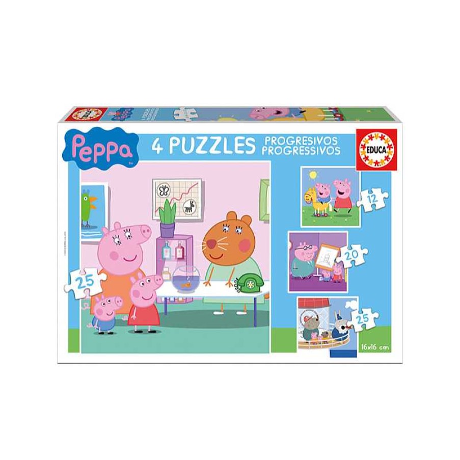 EDUCA Puzzle Progresivo 12+16+20+25 Piezas Peppa Pig | Juguetes