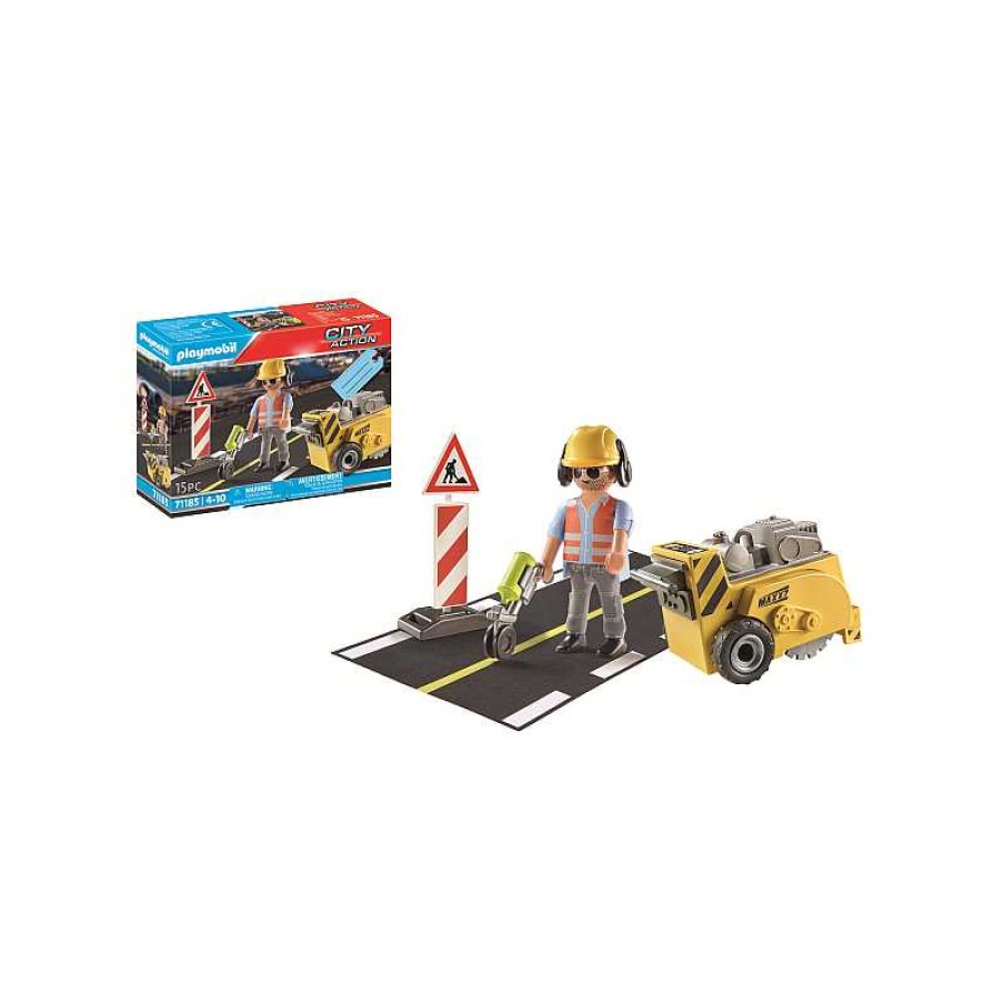 PLAYMOBIL Trabajador De La Construccion Con Cortador De Bordes | Juguetes