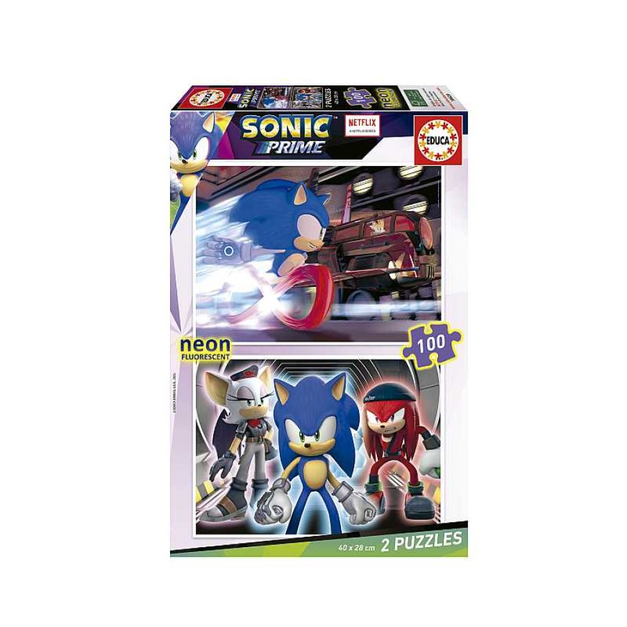 EDUCA Puzzle 2X100 Piezas Sonic Prime Neon | Juguetes