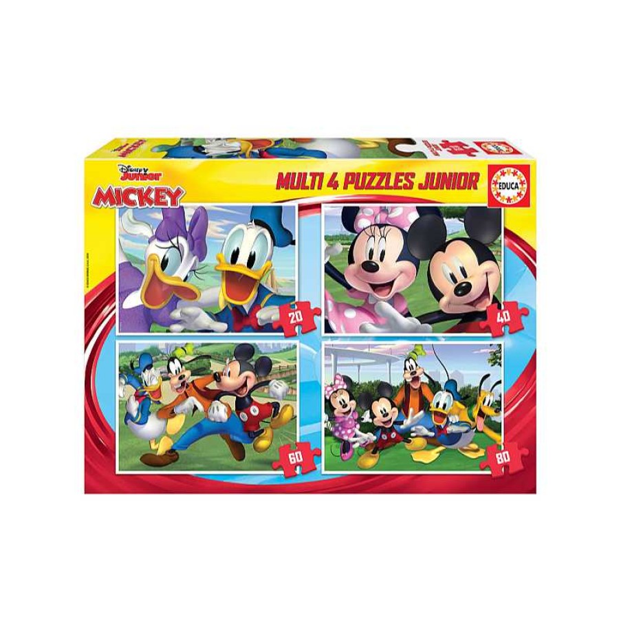 EDUCA Multi 4 Puzzle 20X40X60X80 Piezas Mickey Y Amigos | Juguetes