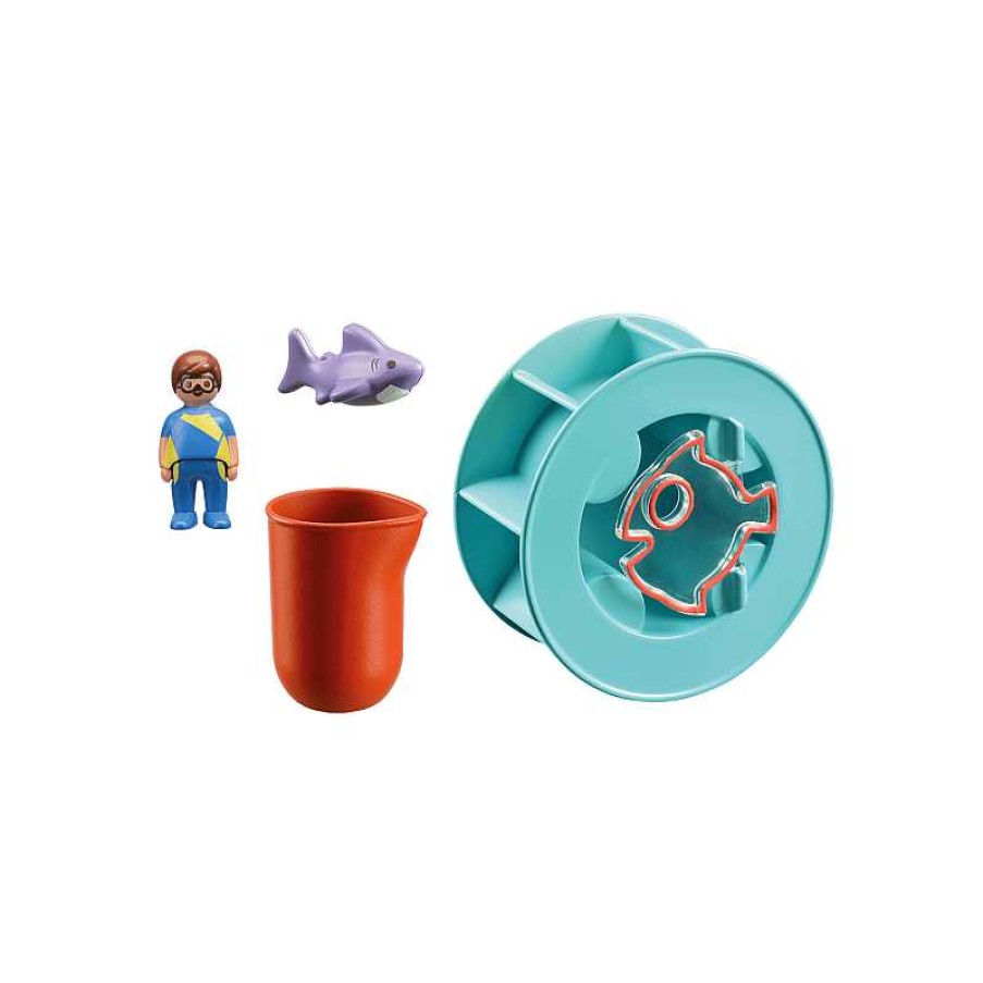 PLAYMOBIL 1.2.3 Rueda De Agua Con Bebe Tiburon | Juguetes