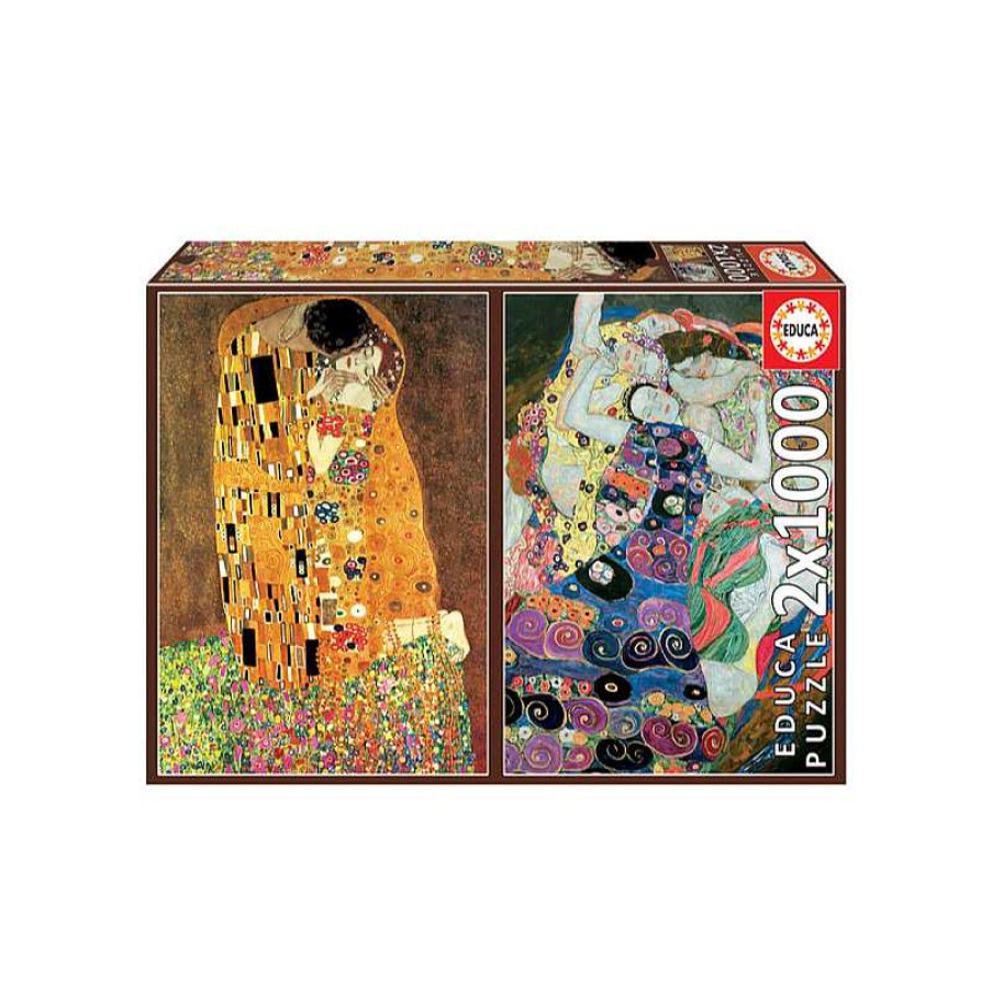 EDUCA Puzzle 2X1000 Piezas El Beso + La Virgen Gustav Klimt | Juguetes