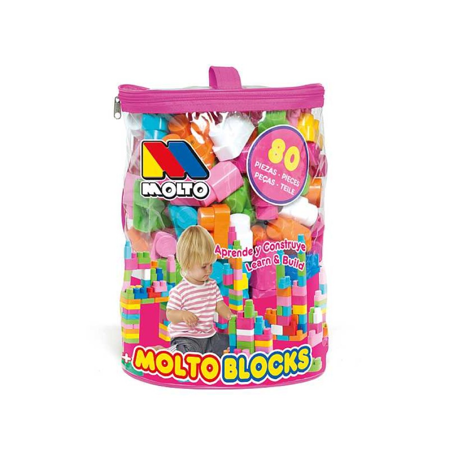 MOLTO Bolsa 80 Bloques Rosa | Juguetes