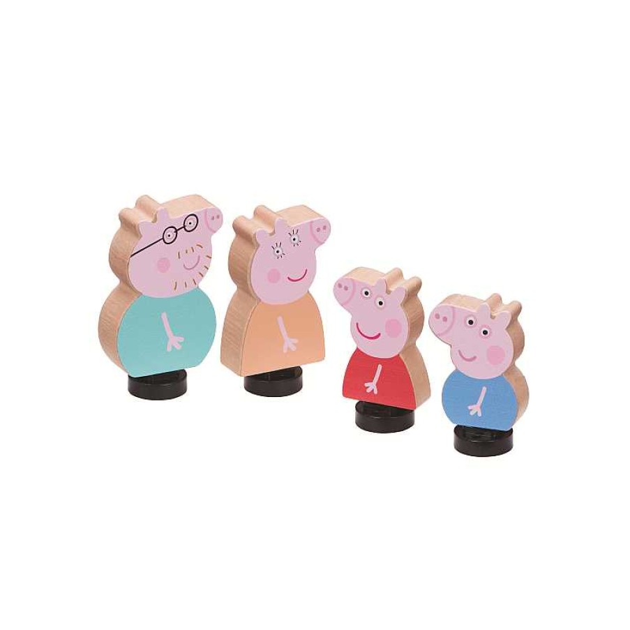 BANDAI Peppa Pig Pack 4 Figuras Madera Familia Pig | Juguetes