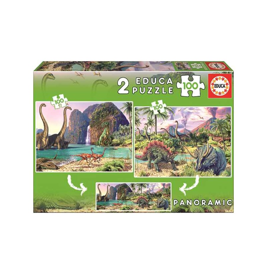 EDUCA Puzzle 2X100 Piezas Dino World | Juguetes