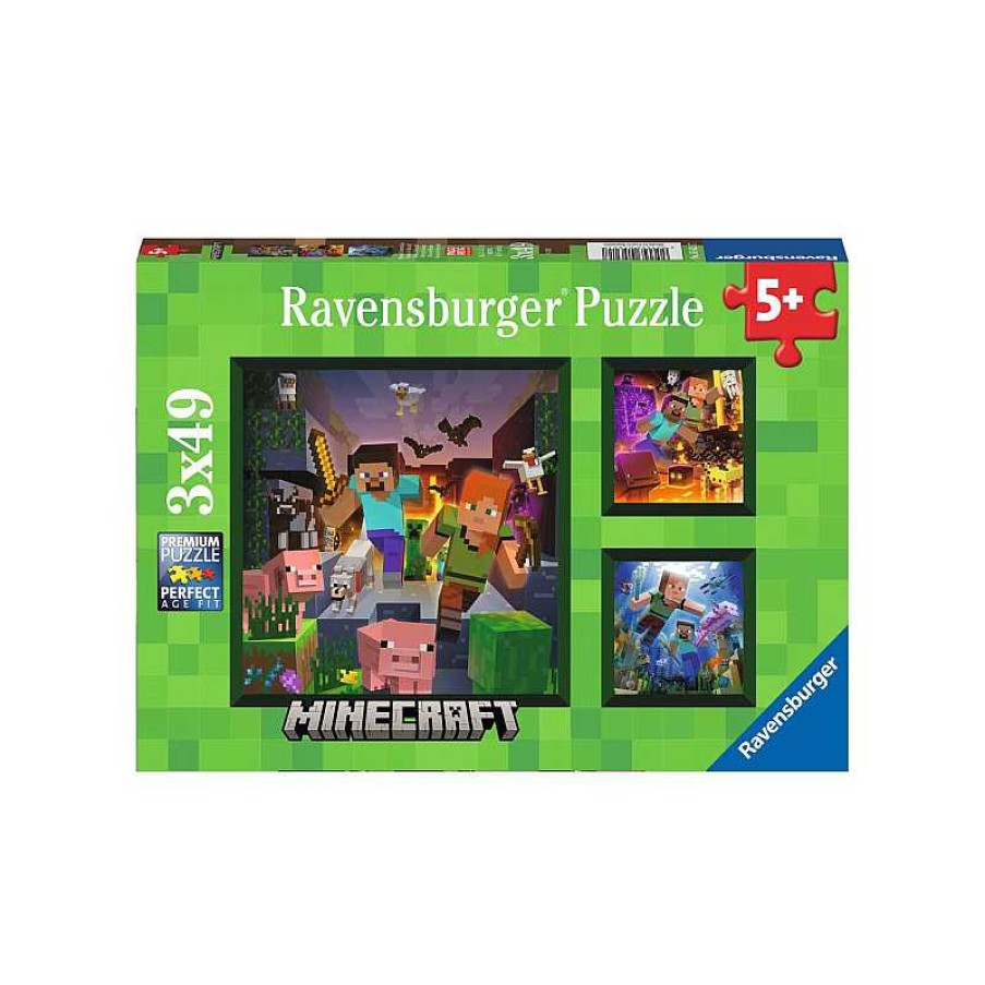 RAVENSBURGER Puzzle 3X49 Piezas Minecraft | Juguetes