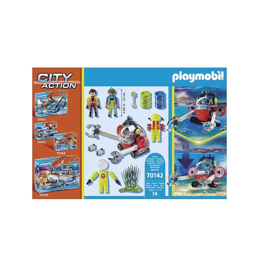 PLAYMOBIL Reescate Maritimo Operacion Medio Ambiente Con Bote De Buceo Playmobil City Action | Juguetes