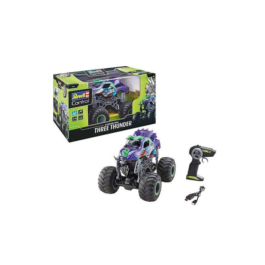 REVELL Rc Car Dino Monster Truck Three Thunder 1:16 Bateria Y Cargador | Juguetes