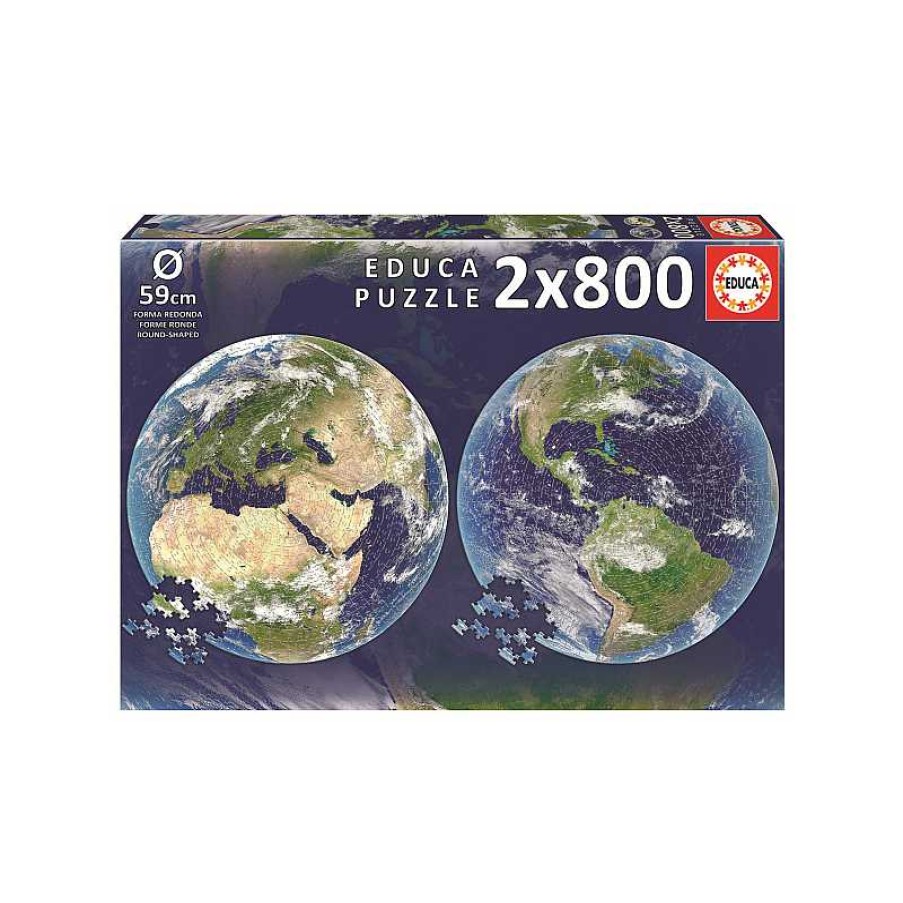 EDUCA Puzzle 2X800 Piezas Planeta Tierra Round | Juguetes