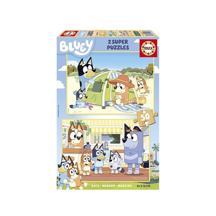 EDUCA Puzzle 2X50 Piezas Bluey (Madera) | Juguetes