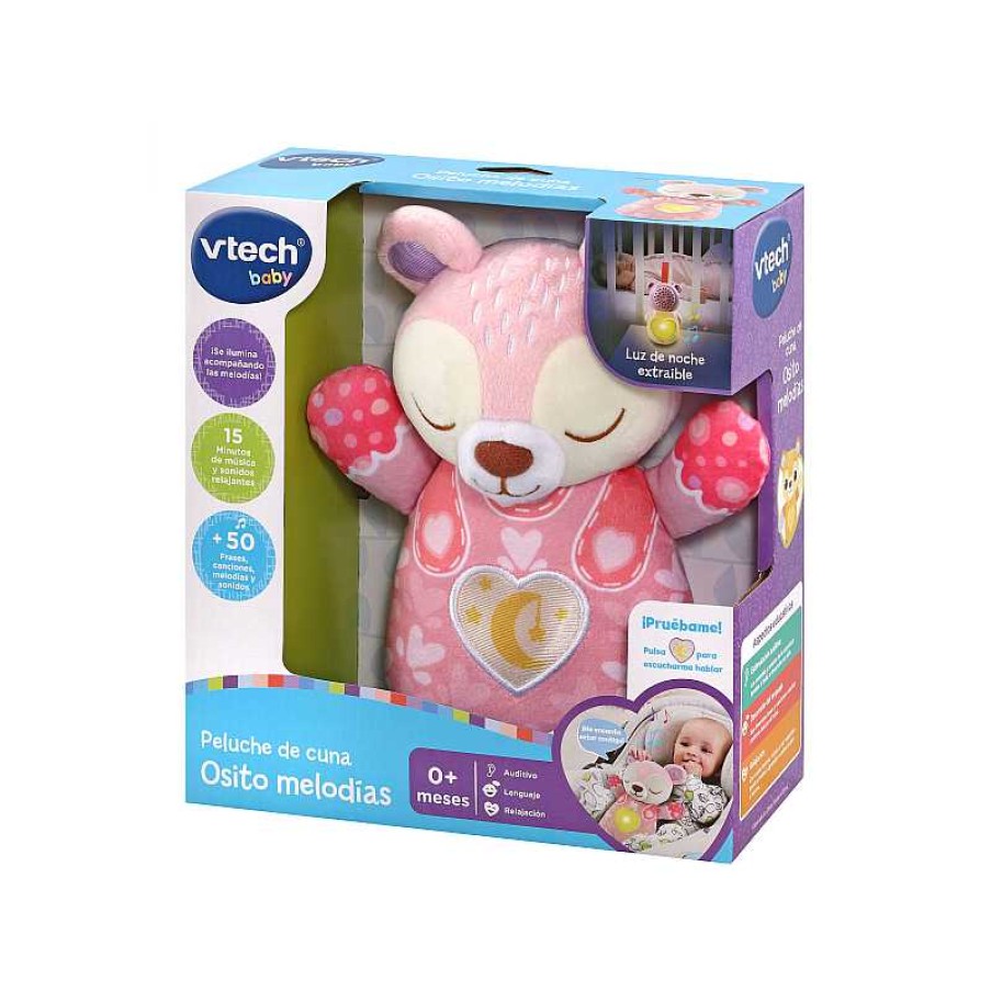 VTECH Peluche De Cuna Osito Melodias Rosa | Juguetes