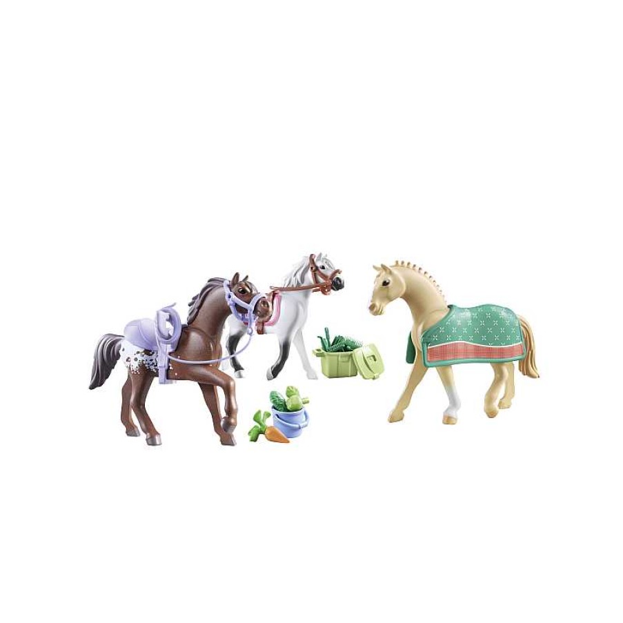 PLAYMOBIL Tres Caballos Con Sillas | Juguetes