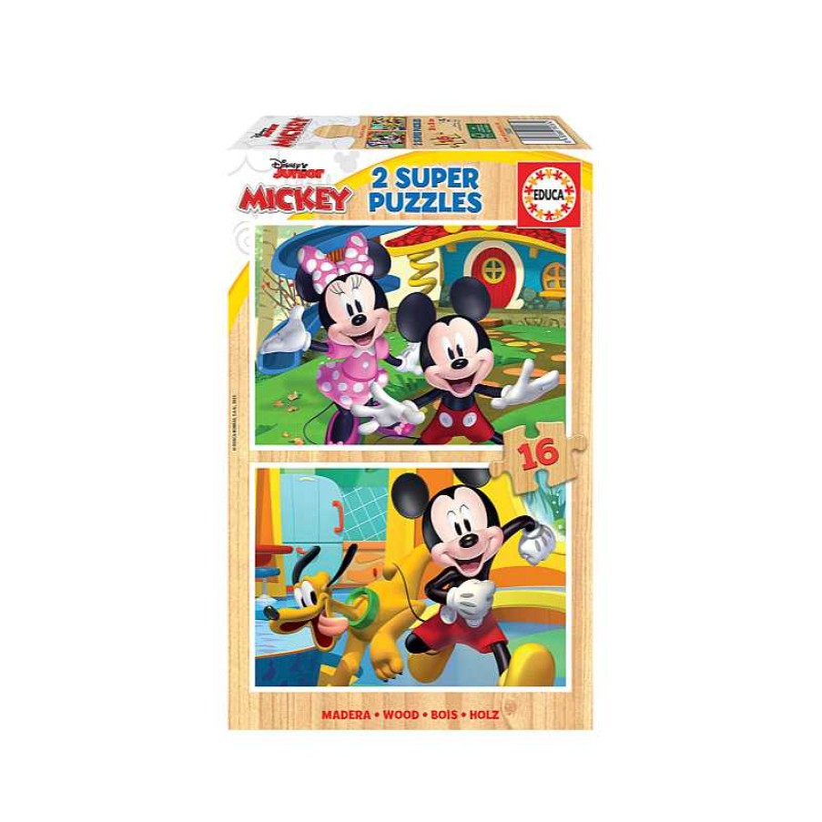 EDUCA Puzzle Madera 2X16 Piezas Mickey And Minnie | Juguetes