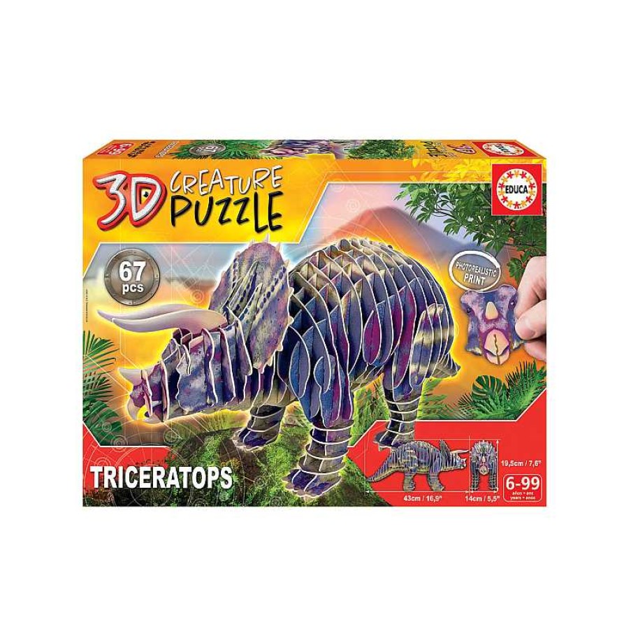 EDUCA Triceratops 3D Creature Puzzle | Juguetes