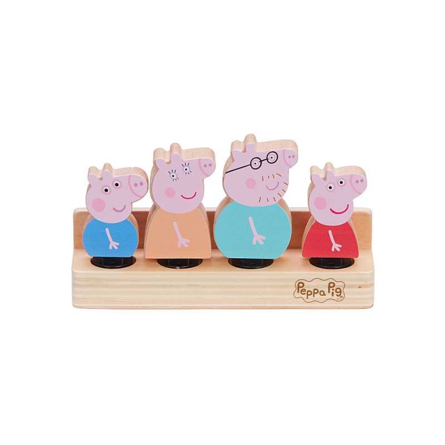 BANDAI Peppa Pig Pack 4 Figuras Madera Familia Pig | Juguetes