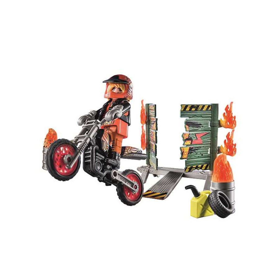 PLAYMOBIL Starter Pack Stuntshow Moto Con Pared De Fuego | Juguetes