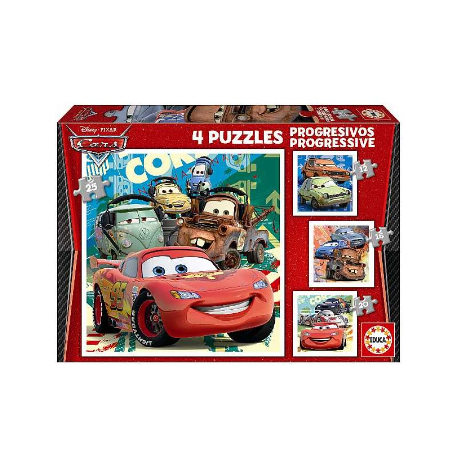 EDUCA Puzzle Progresivo 12+16+20+25 Pzas Cars 2 | Juguetes